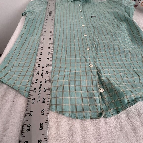 Faconnable Mens Green Windowpane Button-Up Long Sleeve Shirt Small Cotton Casual - Picture 7 of 7
